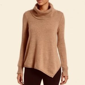 BCBG 100% Merino Wool Waris Turtleneck Asymmetrical Sweater in Camel, Size XS